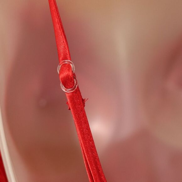 Inner Most Vintage Red Heart Chemise Lingerie Feather Trim Medium - Picture 6 of 13